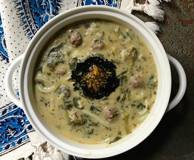 طرز تهیه آش اسفناج با گوشت قلقلی